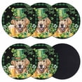 thumbnail image 1 of St Patricks Day Coasters Set of 6, Absorbent Coasters for Drinks, Watercolor Dogs Green Shamrock Plaid Coaster for Desk Coffee Table Protection, Home Decor House Warming Gifts 4", 1 of 8