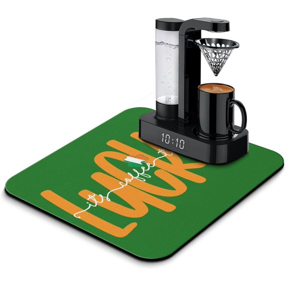 St Patricks Day Coffee Mat Kitchen Counter Farmhouse Style Clover Irish Kitchen Mat St Patricks Coffee Table Bar Accessories Shamrock Diatom Mud Spring Green Good Lucky Drying Mat 16" X 18"