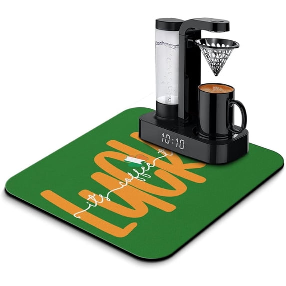 St Patricks Day Coffee Mat Kitchen Counter Farmhouse Style Clover Irish Kitchen Mat St Patricks Coffee Table Bar Accessories Shamrock Diatom Mud Spring Green Good Lucky Drying Mat 16" X 18"