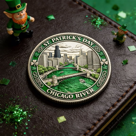 St Patricks Day Commemorative Coin, Shamrock Collection Coins with Fortune Faith Luck Inscription for Irish Heritage Gift