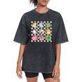 thumbnail image 1 of St Patricks Day Cute Checkerboard Icons Print T-shirt Graphic Tees Vintage Washed Black Shirts S-5XL Womens Casual Tops, 1 of 5