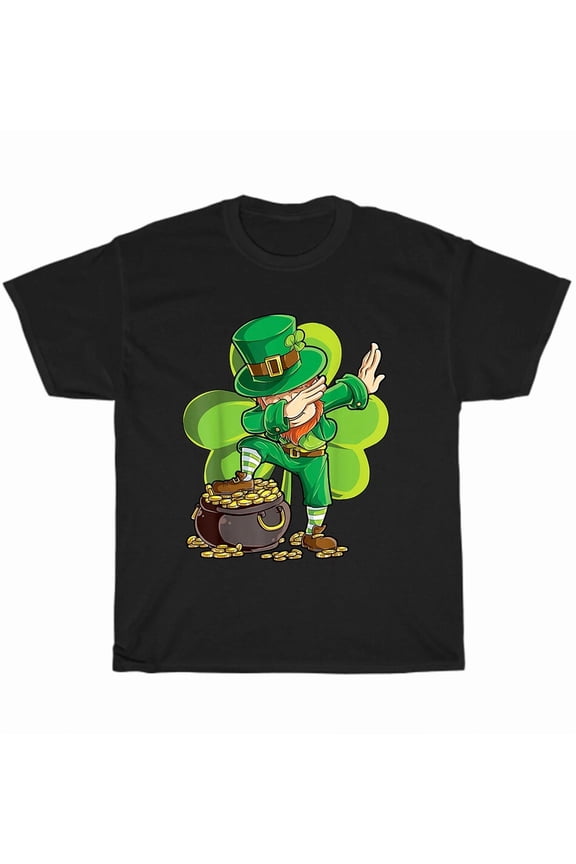 St Patricks Day Dabbing Leprechaun Dab Dance Shamrock Gold Funny Unisex T-Shirt, up to Size 5XL