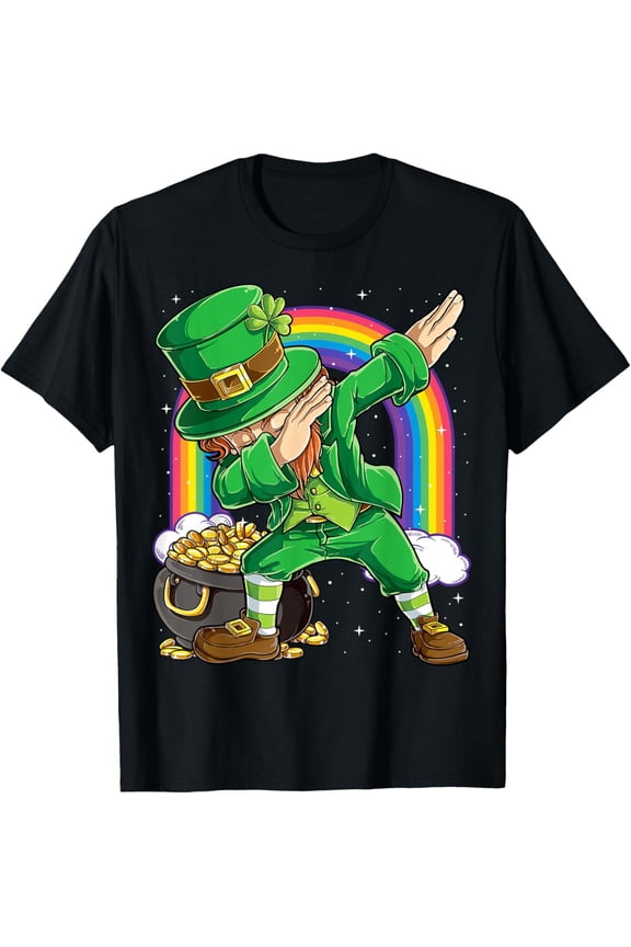 St Patricks Day Dabbing Leprechaun Men Dab Dance T-Shirt Small