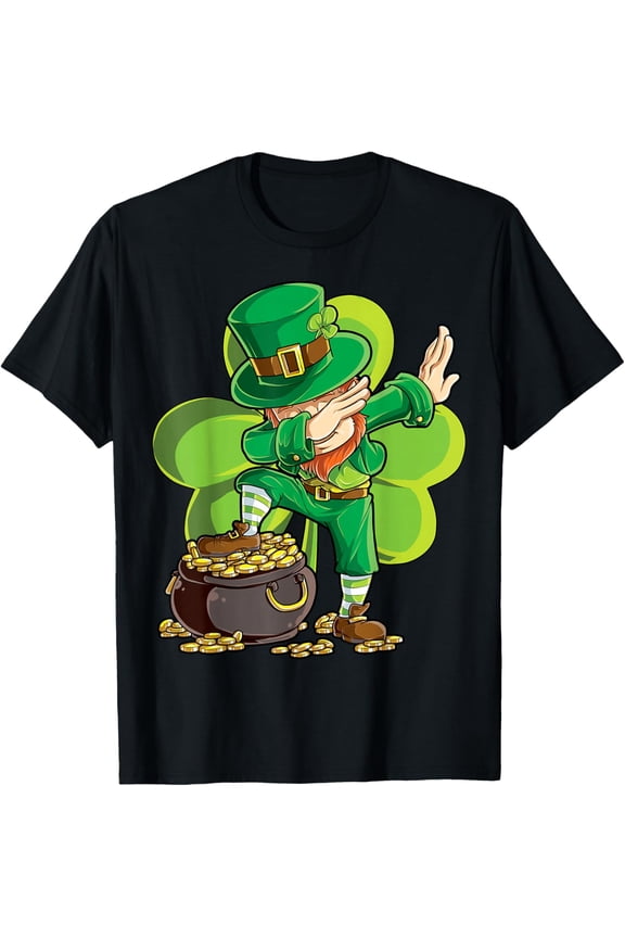 St Patricks Day Dabbing Leprechaun Men Dab Dance T-Shirt