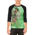 thumbnail image 1 of St. Patricks Day Deadly Wild Irish Rose Skull Tattoo Mens Raglan T Shirt White-Black X-LG, 1 of 2