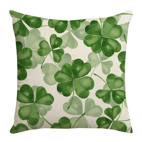 St Patricks Day Decor-Throw Pillow Covers 18x18 inch, Shamrock Linen Pillow Case, Irish for Large Couch Sofa Home Indoor Outdoor Holiday Decor