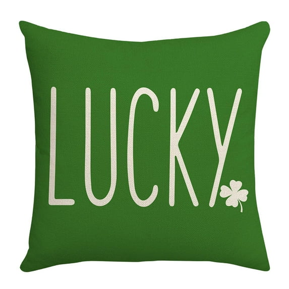St Patricks Day Decor-Throw Pillow Covers 18x18 inch, Shamrock Linen Pillow Case, Irish for Large Couch Sofa Home Indoor Outdoor Holiday Decor