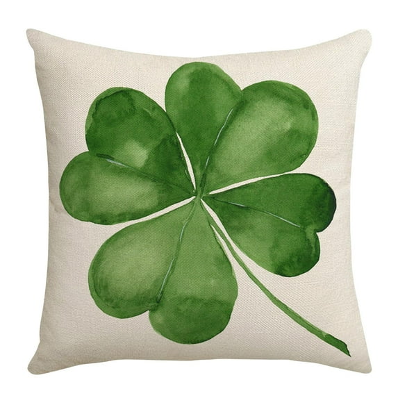 St Patricks Day Decor-Throw Pillow Covers 18x18 inch, Shamrock Linen Pillow Case, Irish for Large Couch Sofa Home Indoor Outdoor Holiday Decor