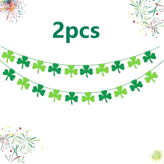 St Patricks Day Decorations 2PCS/4PCS Felt Shamrock Garland Banner Shamrock Clover Garland Banner for St Patricks Day Decor - Dark Green Light Green for Irish Party Supplies