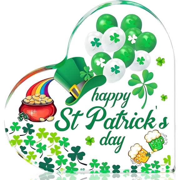St Patricks Day Decorations,Acrylic Heart Shamrocks Decorations For Home - Table,Tiered Tray,Office,Mantle Decor - St Patricks Day Decor,Home Decorations