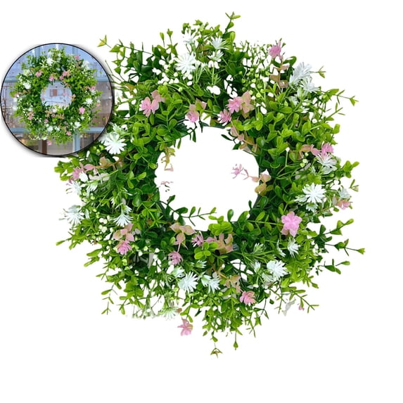 St Patricks Day Decorations Artificial Wreath, Artificial Floral Spring Wreath, Spring Summer Party Decor for Outdoor/Indoor Farmhouse Front Porch Wall Window Door