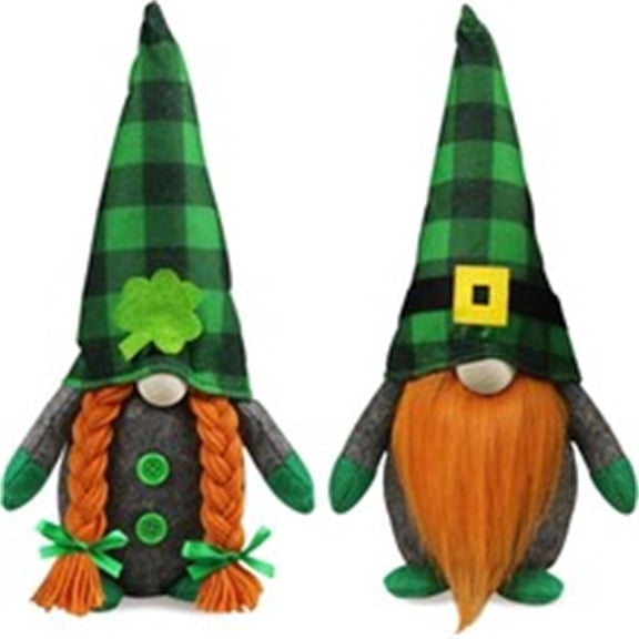 St. Patricks' Day Decorations Gnomes Figurines,Irish Green Faceless Doll Decoration, Green Hats Shamrock Leprechaun Irish Tomte Swedish Saint Standing Home Office Table Decor