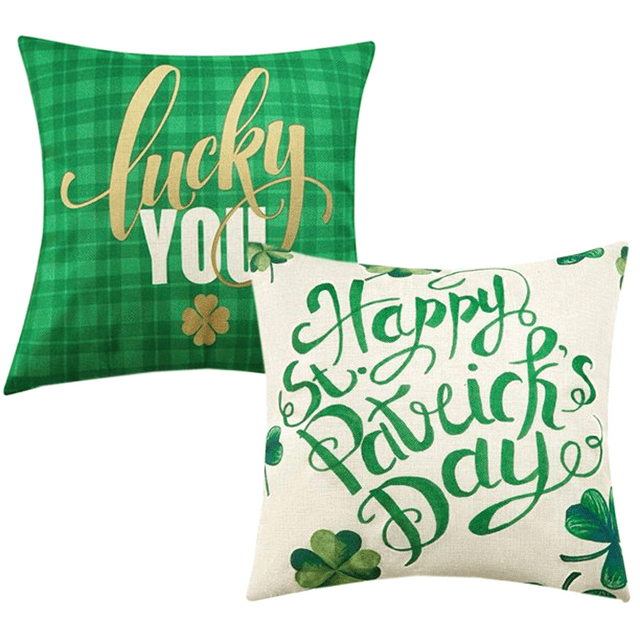 St Patricks Day Decorations Pillow Covers Happy St Patricks Day Green ...