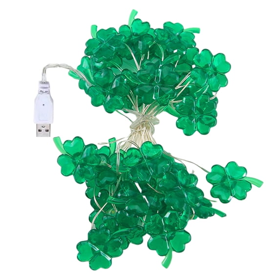 St Patricks Day Decorations Shamrocks String Lights Battery Operated with Remote 10 ft 30 LEDs Lucky Clover Green Lights for Bedroom Party Feast of Saint St. Patrick's Day Decoration