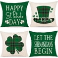 thumbnail image 1 of St Patricks Day Decorations Throw Pillow Covers 18x18 Set of 4 Scottish Tartan Plaid St Patricks Day Hat Farmhouse Classic Decorative Square Cushion Cases for Sofa Couch, 1 of 6