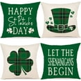 thumbnail image 1 of St Patricks Day Decorations Throw Pillow Covers 18x18 Set of 4 Scottish Tartan Plaid St Patricks Day Hat Farmhouse Classic Decorative Square Cushion Cases for Sofa Couch, 1 of 6