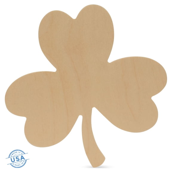 St Patricks Day Decorations, Unfinished Wood Shamrock Cutout, 6 Inches, Wooden Clover Décor, Pack of 1, by Woodpeckers