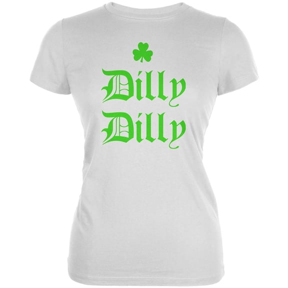 St. Patricks Day Dilly Dilly Shamrock Juniors Soft T Shirt White 2XL