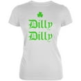 thumbnail image 1 of St. Patricks Day Dilly Dilly Shamrock Juniors Soft T Shirt White MD, 1 of 1