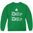 thumbnail image 1 of St. Patricks Day Dilly Dilly Shamrock Youth Sweatshirt Green YLG, 1 of 1