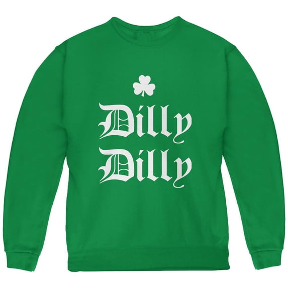 St. Patricks Day Dilly Dilly Shamrock Youth Sweatshirt Green YLG