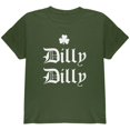 thumbnail image 1 of St. Patricks Day Dilly Dilly Shamrock Youth T Shirt Military Green YLG, 1 of 1
