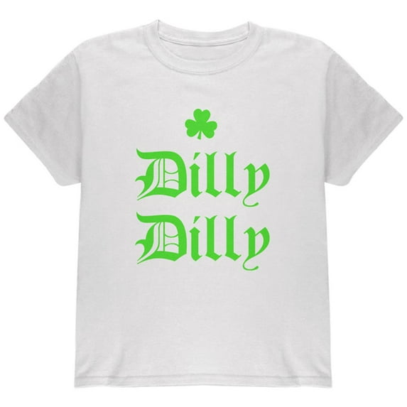 St. Patricks Day Dilly Dilly Shamrock Youth T Shirt White YLG