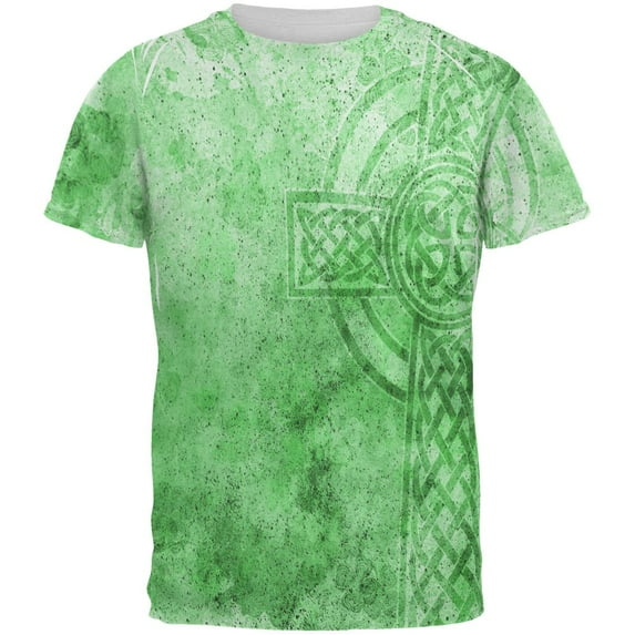 St. Patricks Day Dirty Irish Celtic Cross All Over Mens T Shirt Multi 2XL
