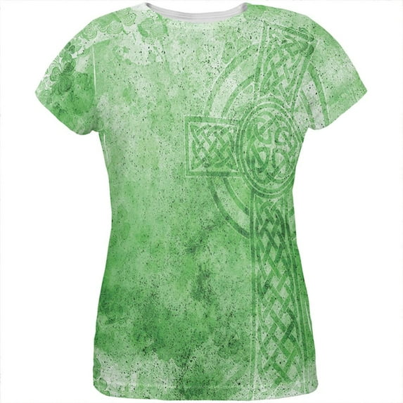 St. Patricks Day Dirty Irish Celtic Cross All Over Womens T Shirt Multi MD