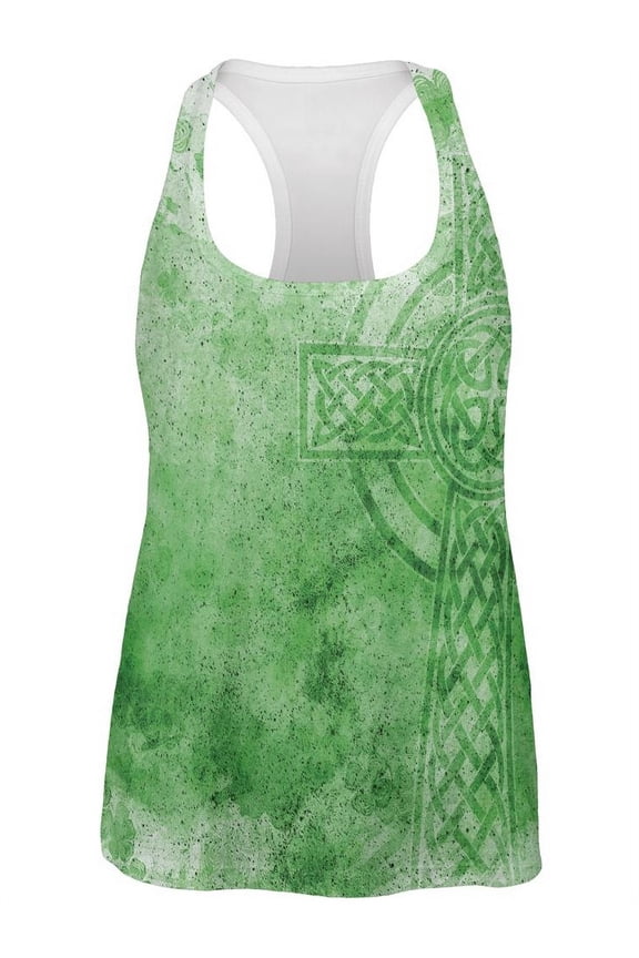 St. Patricks Day Dirty Irish Celtic Cross All Over Womens Work Out Tank Top Multi MD
