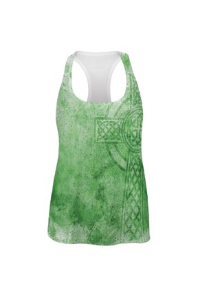 St. Patricks Day Dirty Irish Celtic Cross All Over Womens Work Out Tank Top Multi X-LG