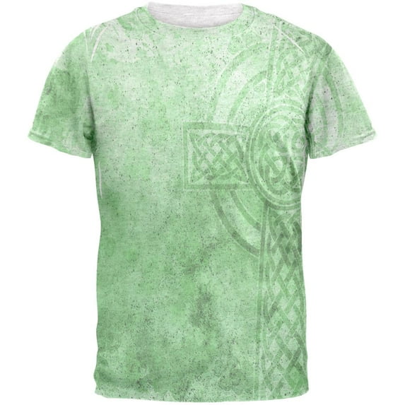 St. Patricks Day Dirty Irish Celtic Cross Mens T Shirt Heather White MD