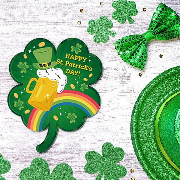 St Patricks Day Disposable Tableware Set, 24 Count Party Supplies with Plates Cups Napkins Cutlery & Tablecloth for Irish Themed Celebrations