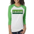thumbnail image 1 of St Patricks Day Distressed Irish Typeset Unisex Raglan Baseball Tee, 1 of 5