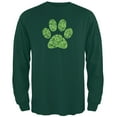 thumbnail image 1 of St. Patricks Day - Dog Paw Forest Green Adult Long Sleeve T-Shirt - Large, 1 of 1