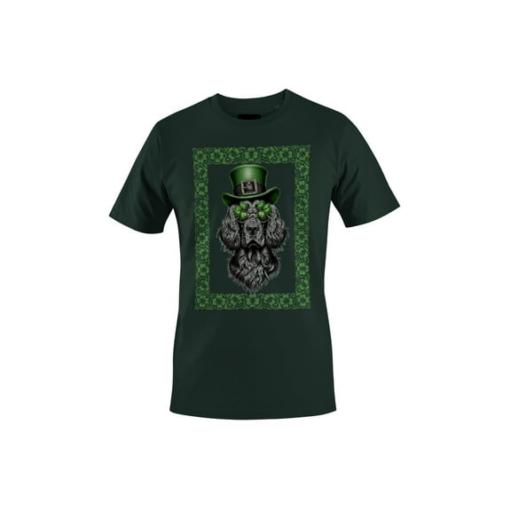 St. Patricks Day Dog with Shamrock Glasses and Green Hat Men's T-shirt