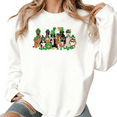 thumbnail image 1 of St Patricks Day Dogs Shamrock Leprechaun Hat Print Graphic Sweatshirt White S-2XL Womens Funny Dog Lover Tops, 1 of 5