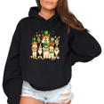 thumbnail image 1 of St Patricks Day Dogs Shamrock Leprechaun Hat Print hoodie Graphic Sweatshirt Black S-2XL Womens Cute Dog Lover Tops, 1 of 5