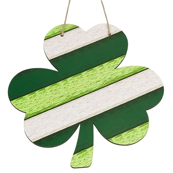 St Patricks Day Door Decorations, Shamrock Wooden Sign for Saint Patrick's Day Decor, Shamrock Hanging Decoration for Front Door and Wall, Green