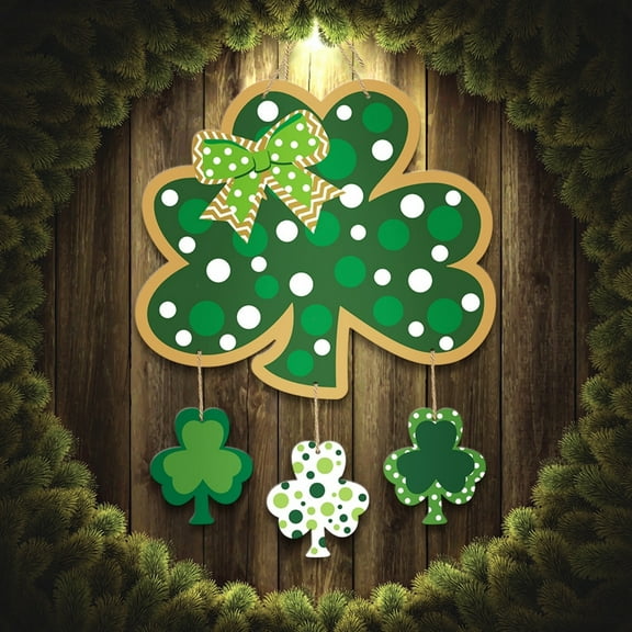 St Patricks Day Door Hanger 12x17 Inch Shamrock St. Patrick's Day Decoration Door Sign Irish Hanging Wall Signs Party Outdoor Indoor Supply