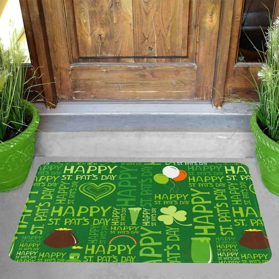 St Patricks Day Door Mat 32x20 Inch, Faux Wool Entrance Rugs, St Patricks Day Decorations Indoor and Outdoor