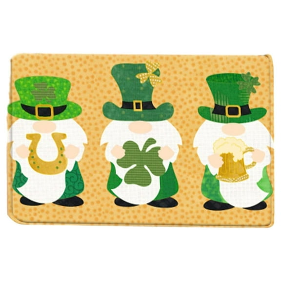 St. Patricks Day Door Mat for Front Door, Welcome Front Doormat, St. Patricks Gnomes Mat Non Slip Clover Shamrock Welcome Door Mat, Happy St. Patrick's Day Floor Rug for Indoor Outdoor Entrance