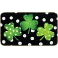 thumbnail image 1 of St. Patricks Day Door Mat Green Shamrock Clover Front Door Mat with Anti-Slip Rubber Back Irish Black White Polka Dot Print Felt Doormat for Indoor Outdoor Kitchen Home Decor, 17 x 29 Inch, 1 of 6
