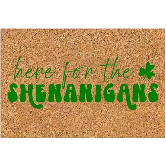 St Patricks Day Doormat Here for The Shenanigans Doormats Front Door Indoor Mat Farmhouse Welcome Door Mats for Indoor Entrance Décor, 16x24 Inches