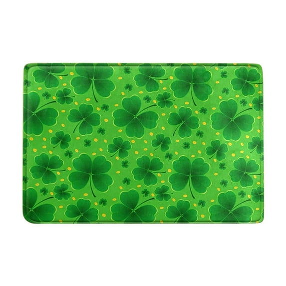 St Patricks Day Doormat, Shamrock Bath Rug, St Patricks Day Bathroom Rugs Green 16x24 IN Super Absorbent Non-slip Rubber Backing Door Mat, Front Door & Bathroom Floor Decor