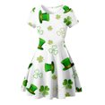 thumbnail image 1 of St Patricks Day Dress Girls Size 8 Irish Shamrock Print Short Sleeve Sleepwear Nightgowns Summer Loungewear Princess Dresses X03-White 8-9 Years, 1 of 3