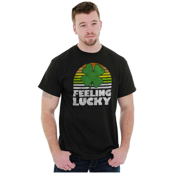 St Patricks Day Feeling Lucky Clover Men's Graphic T Shirt Tees Brisco Brands M