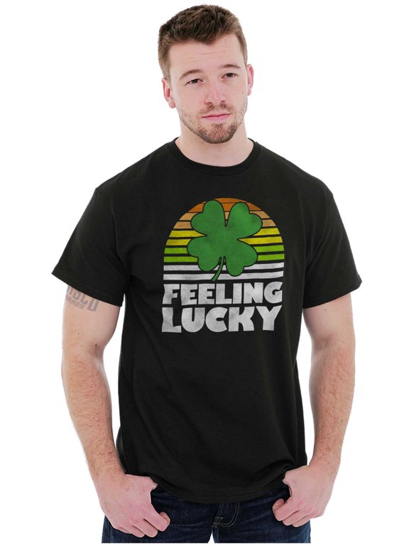 St Patricks Day Feeling Lucky Clover Men's Graphic T Shirt Tees Brisco Brands M