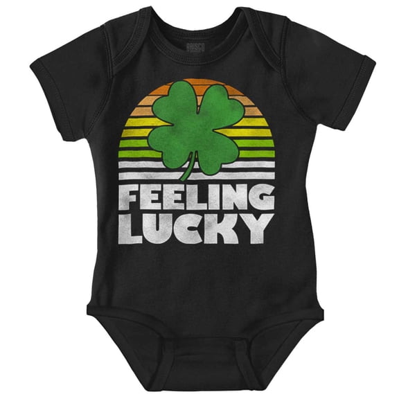 St Patricks Day Feeling Lucky Clover Romper Boys or Girls Infant Baby Brisco Brands 12M