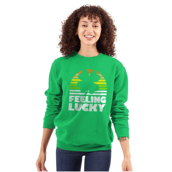 St Patricks Day Feeling Lucky Clover Sweatshirt for Men or Women Brisco Brands S